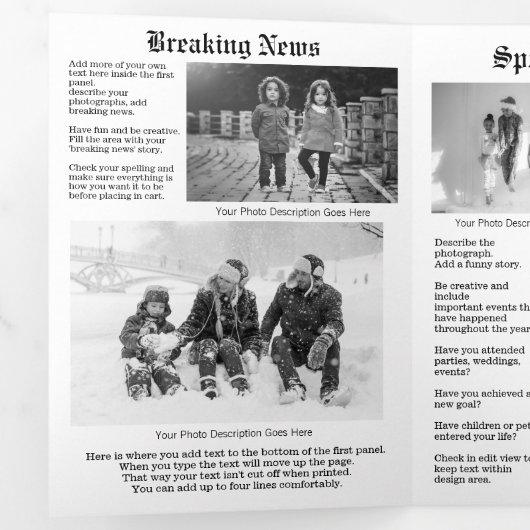 Noordpool Nieuwskrant op kerstmis gepersonaliseerd Drieluik Wenskaart (Binnenzijde eerst)