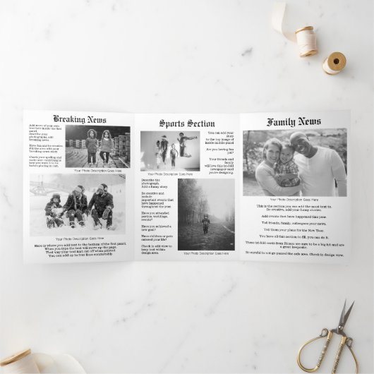 Noordpool Nieuwskrant op kerstmis gepersonaliseerd Drieluik Wenskaart (Binnen)