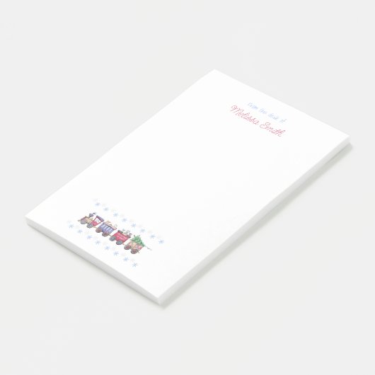 Noordpool of buste kersttrein van het bureau post-it® notes (Schuin)