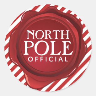 Noordpool Officiële Waszegel Gestreepte Kerstmis Ronde Sticker