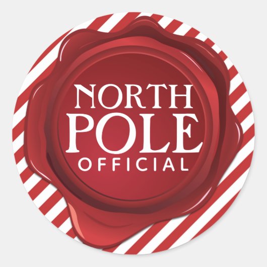 Noordpool Officiële Wax Seal Gestreept Kerstmis Ronde Sticker (Voorkant)