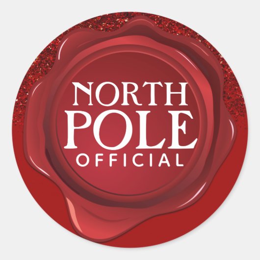 Noordpool Officiële Wax Seal Red Glitter Kerstmis Ronde Sticker (Voorkant)