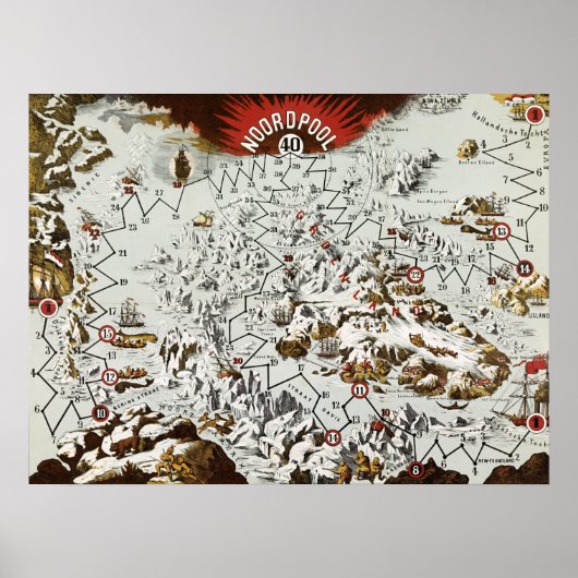  Noordpool Oud Antiek Kaart Wereld Poster (Voorkant)