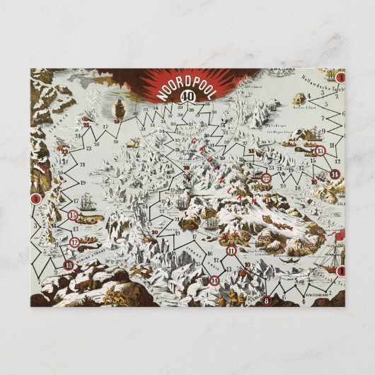 Noordpool - Oude Antiek Kaart Wereld (Voorkant)
