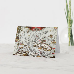 Noordpool - Oude Antiek Kaart Wereld