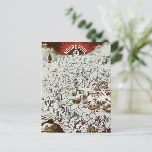  Noordpool - Oude Antiek Kaart Wereld (Staand voorkant)