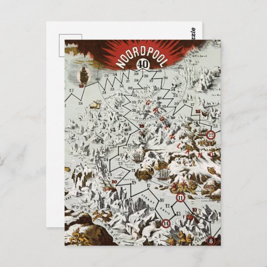  Noordpool - Oude Antiek Kaart Wereld (Voorkant / Achterkant)