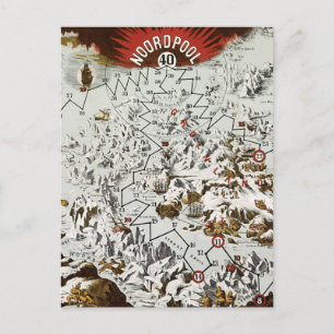  Noordpool - Oude Antiek Kaart Wereld