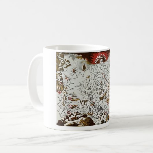  Noordpool - Oude Antiek Kaart Wereld Koffiemok (Voorkant links)