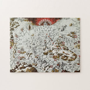 Noordpool - Oude Antiek Kaart Wereld Legpuzzel