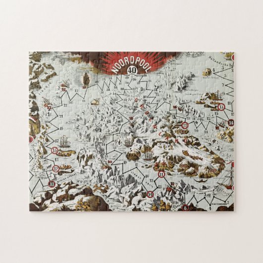 Noordpool - Oude Antiek Kaart Wereld Legpuzzel (Horizontaal)