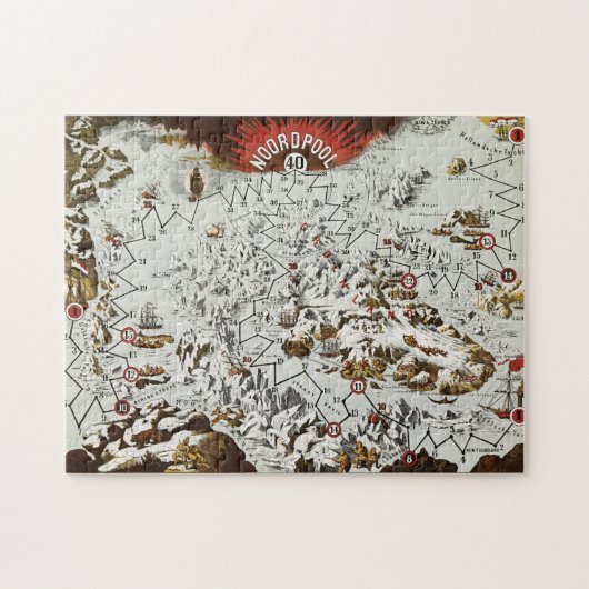  Noordpool - Oude Antiek Kaart Wereld Legpuzzel (Horizontaal)