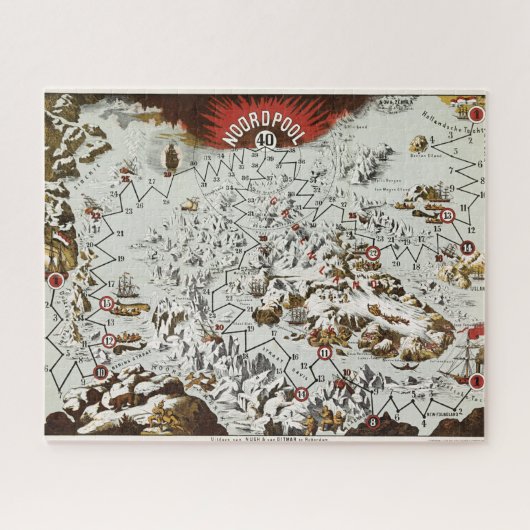  Noordpool - Oude Antiek Kaart Wereld Legpuzzel (Horizontaal)