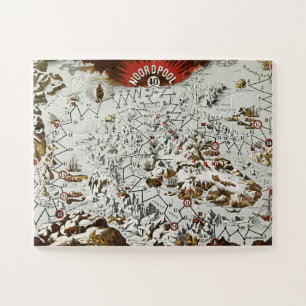  Noordpool - Oude Antiek Kaart Wereld Legpuzzel