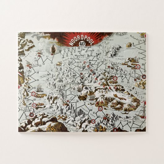 Noordpool - Oude Antiek Kaart Wereld Legpuzzel (Horizontaal)