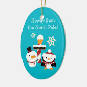 Noordpool Penguin Snowman Kinder kerst Keramisch Ornament (Links)
