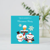 Noordpool Pinguïn Vakantie Party Kaart (Staand voorkant)