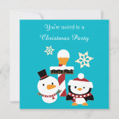 Noordpool Pinguïn Vakantie Party Kaart (Voorkant)