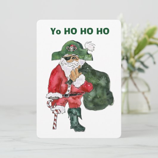 Noordpool Piraat - Cptn. Crusty Kringle Card Feestdagenkaart (Staand voorkant)