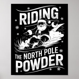 Noordpool Poeder Kerstmis Snowboarden Santa Son Poster
