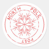 Noordpool Post Stempel Sneeuwvlok Kerstmis Ronde Sticker (Voorkant)