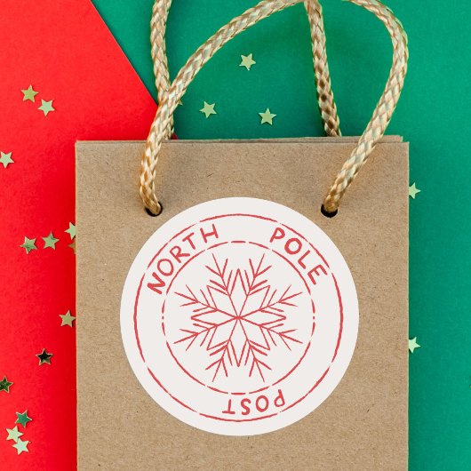 Noordpool Post Stempel Sneeuwvlok Kerstmis Ronde Sticker