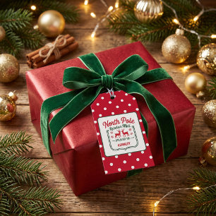Noordpool rendier express levering gestippeld rood cadeaulabel