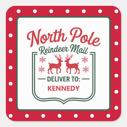 Noordpool rendier express levering gestippeld vierkante sticker (Voorkant)