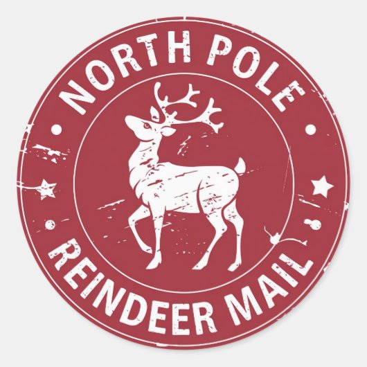 Noordpool Rendier Mail Kerstmis Ronde Sticker (Voorkant)