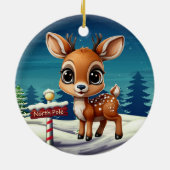Noordpool rendier speelse karakter decoratie 🎄🦌 (Achterkant)