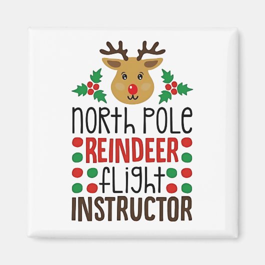 Noordpool rendiervluchtinstructeur Kerstmis Magneet (Voorkant)