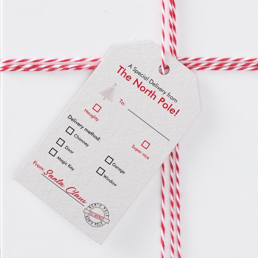 Noordpool Rode Kerstmis Naam Gift Label Cadeaulabel