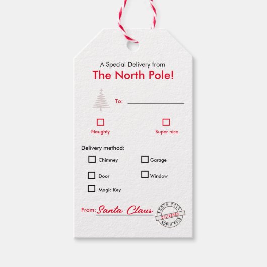 Noordpool Rode Kerstmis Naam Gift Label Cadeaulabel (Voorkant)