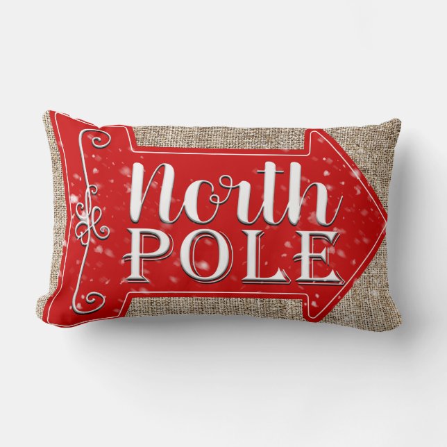 Noordpool Rode Pijl Rustieke Kerstvakantie Kussen (Voorkant)