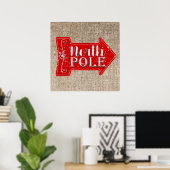 Noordpool Rode Pijl Rustieke Kerstvakantie Poster (Thuiskantoor)