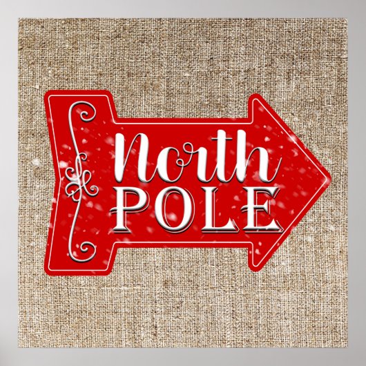 Noordpool Rode Pijl Rustieke Kerstvakantie Poster (Voorkant)