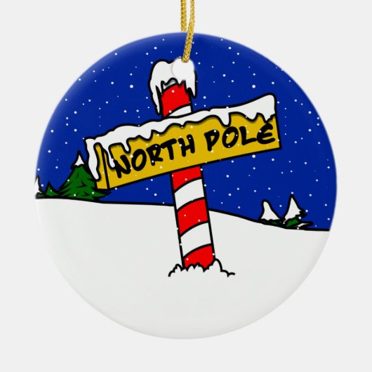 Noordpool ronde kerstversiering keramisch ornament (Voorkant)