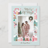 Noordpool Roze Elf Workshop Santa Foto Feestdagenkaart (Voorkant)