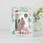 Noordpool Roze Elf Workshop Santa Foto Feestdagenkaart (Staand voorkant)