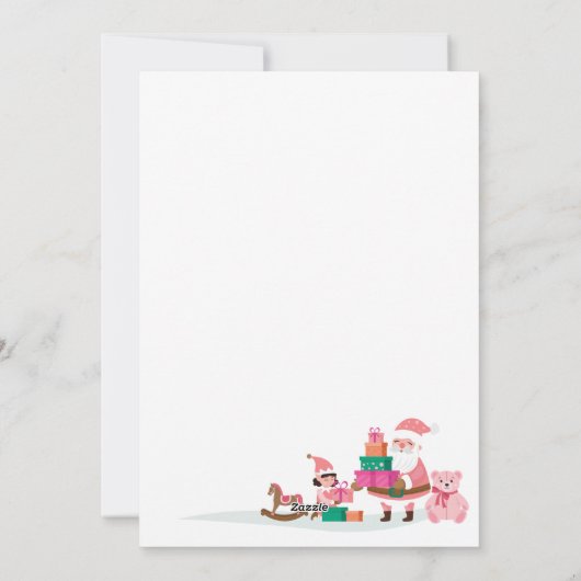 Noordpool Roze Elf Workshop Santa Foto Feestdagenkaart (Achterkant)