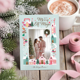 Noordpool Roze Elf Workshop Santa Foto Feestdagenkaart