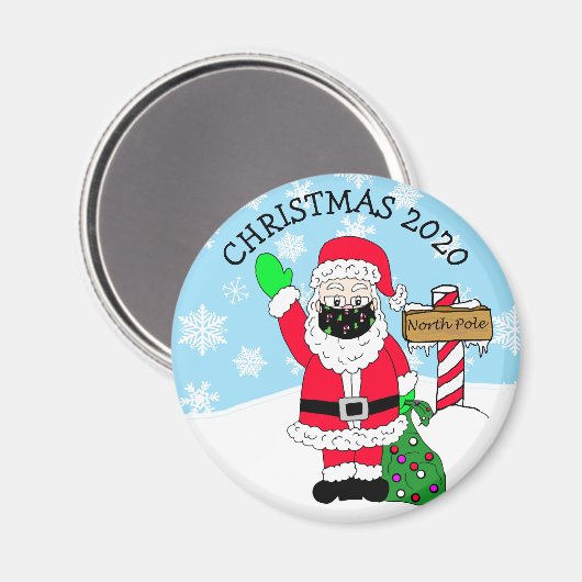Noordpool Santa in Facemask 2020 Keepomwille Magneet (Voorkant / Achterkant)