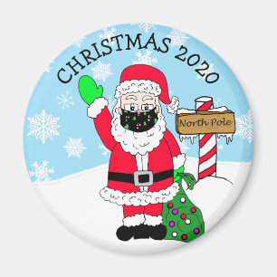 Noordpool Santa in Facemask 2020 Keepomwille Magneet
