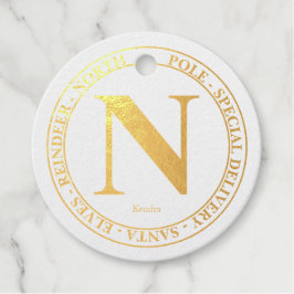 Noordpool Santa Leveringsnaam Moderne Gouden Folie Bedankjes Labels