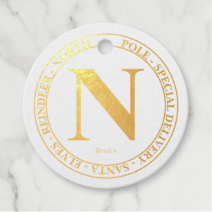 Noordpool Santa Leveringsnaam Moderne Gouden Folie Bedankjes Labels