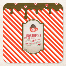 Noordpool Santa Shop Grappige Kerst Elf Gemaakt Kartonnen Onderzetters