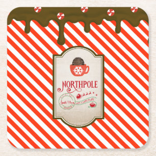 Noordpool Santa Shop Grappige Kerst Elf Gemaakt Kartonnen Onderzetters