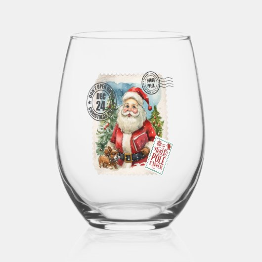 Noordpool  Santa Stemless wijnglas Zonder Voet (Voorkant)