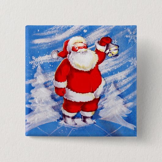 Noordpool Santa Vierkante Button 5,1 Cm (Voorkant)