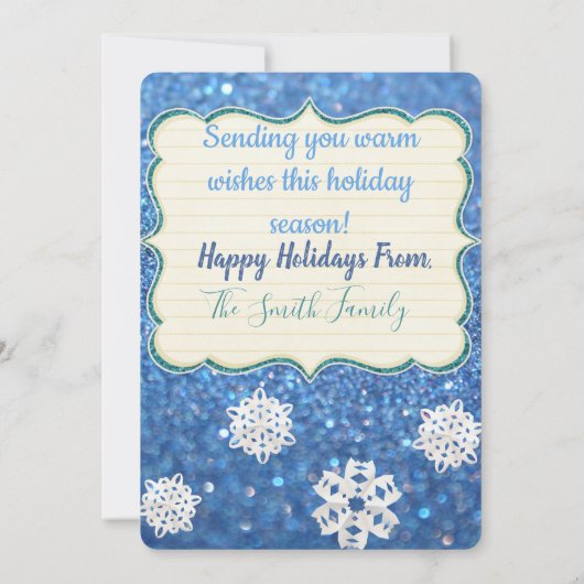 Noordpool Sneeuw Wereldbol Vakantie Groeten Aankondiging (Achterkant)